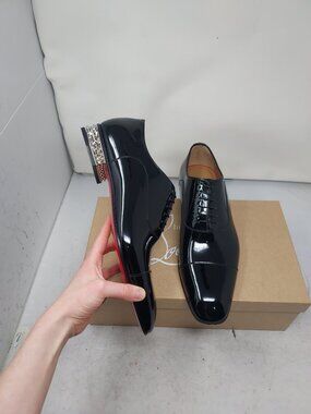 Christian Louboutin MENS Black Patent Greggyrocks Spiked Heel Lace Up Shoe